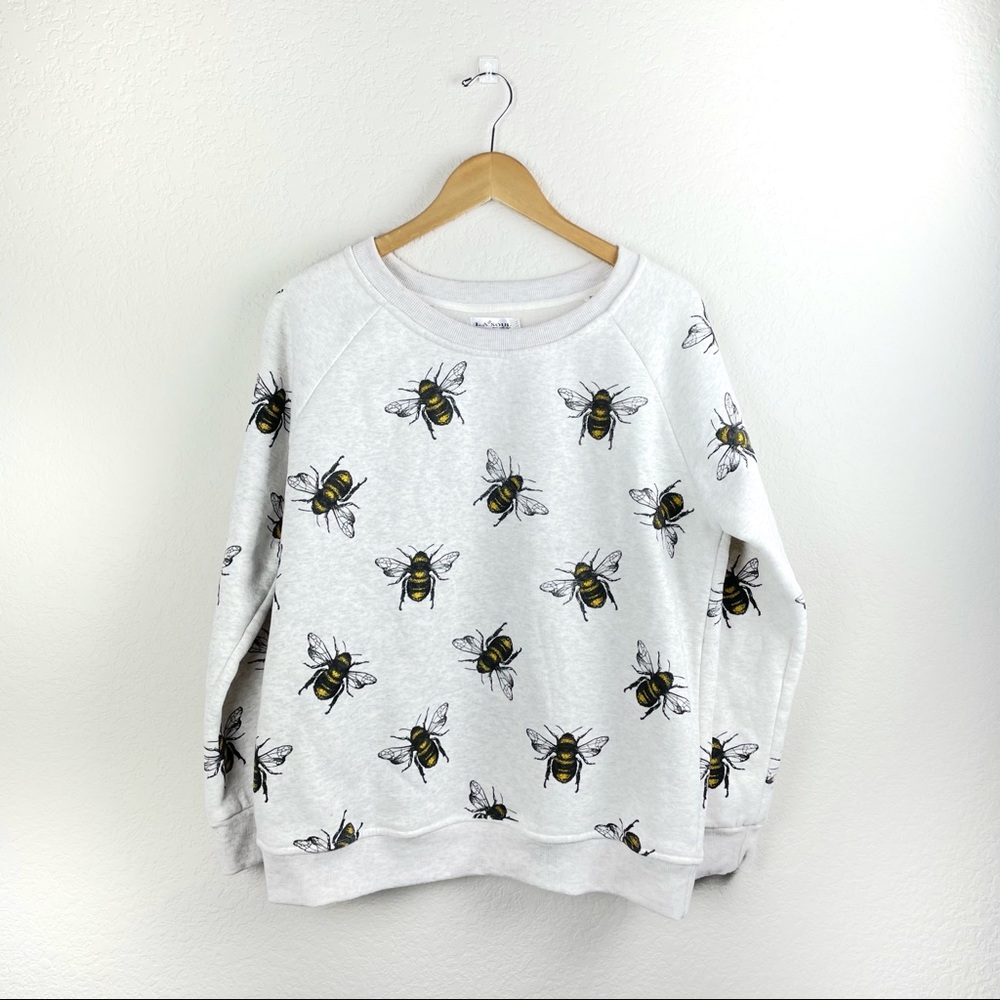 Bee Print White Sweater